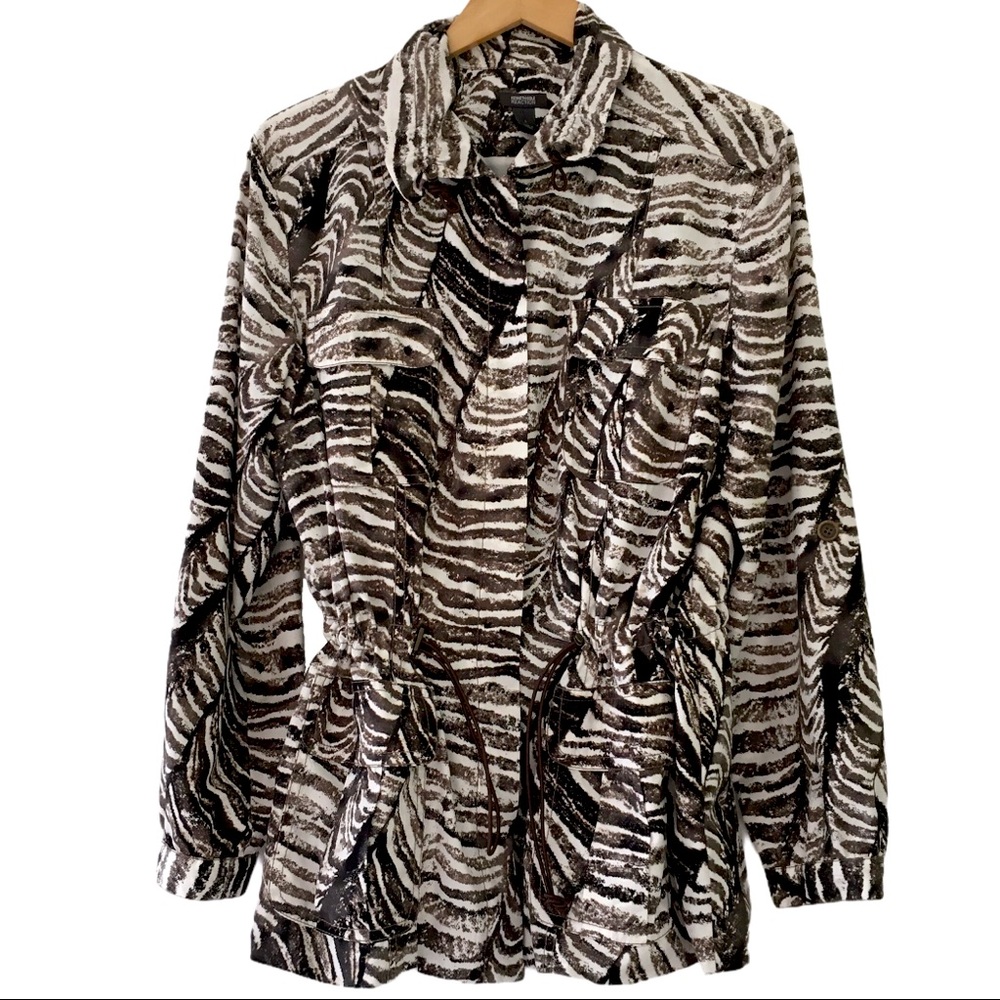 Kenneth Cole Black and White Zebra Print Jacket